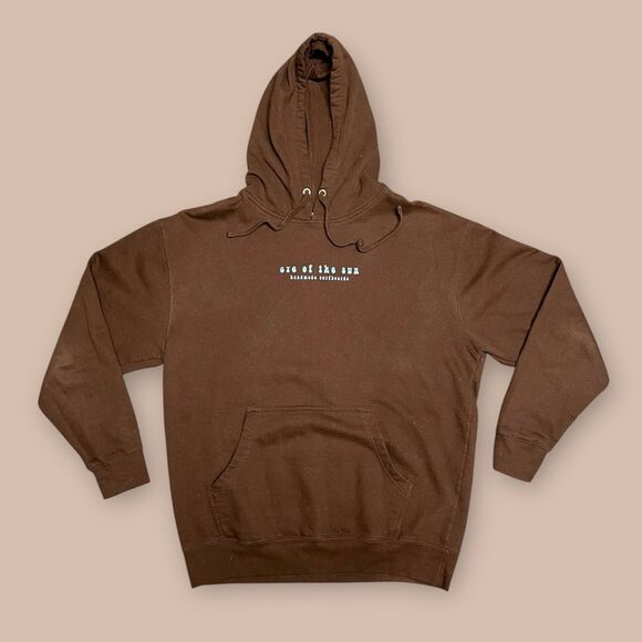 Eye of The Sun Custom Surfboards Brown Blue Hoodie Size Large Surf Skate Grom - Picture 1 of 4
